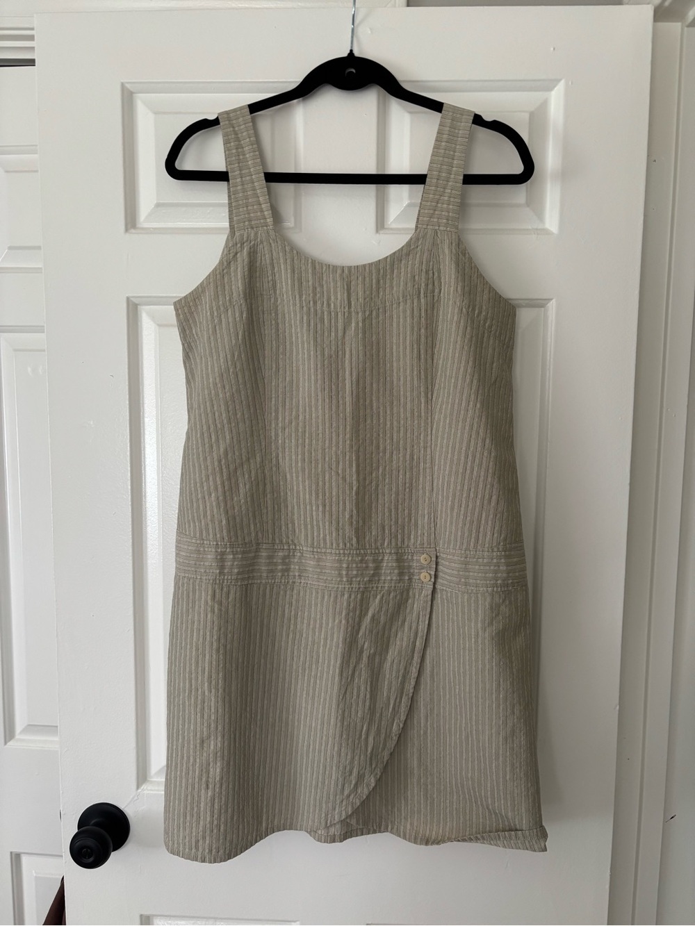 Vintage FLAX 100% Cotton Striped Mini Dress | USA Made Minimalist Cottagecore